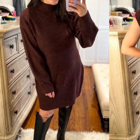 COPY - (NWT) A New Day Women's Brown Long Sleeve Mock Turtleneck Sweater Dress S - Picture 3 of 7